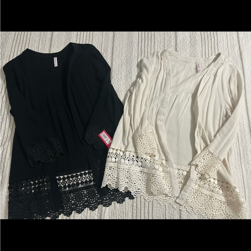 Women’s M black and Cream Lace Cardigans bundle